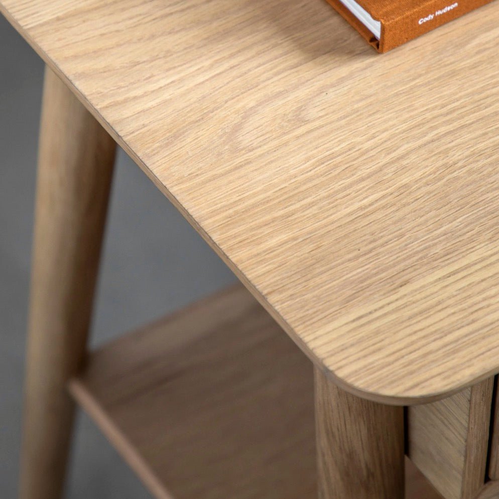 Hatfield 1 Drawer Bedside Table - Oak2 - Duck Barn Interiors