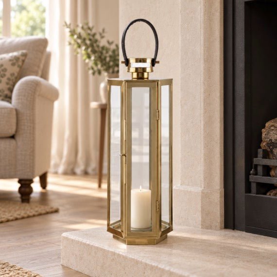 Herber Gold Finish Lantern - Medium1 - Duck Barn Interiors