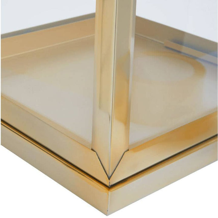 Herber Gold Finish Lantern with Leather Handle - Small10 - Duck Barn Interiors