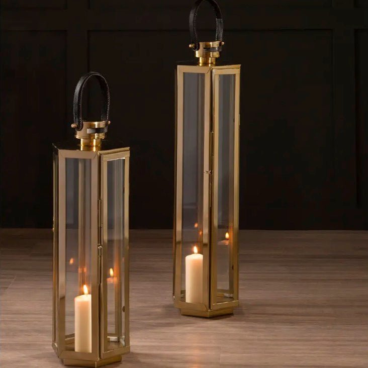 Herber Hexagonal Gold Finish Lantern - Large2 - Duck Barn Interiors
