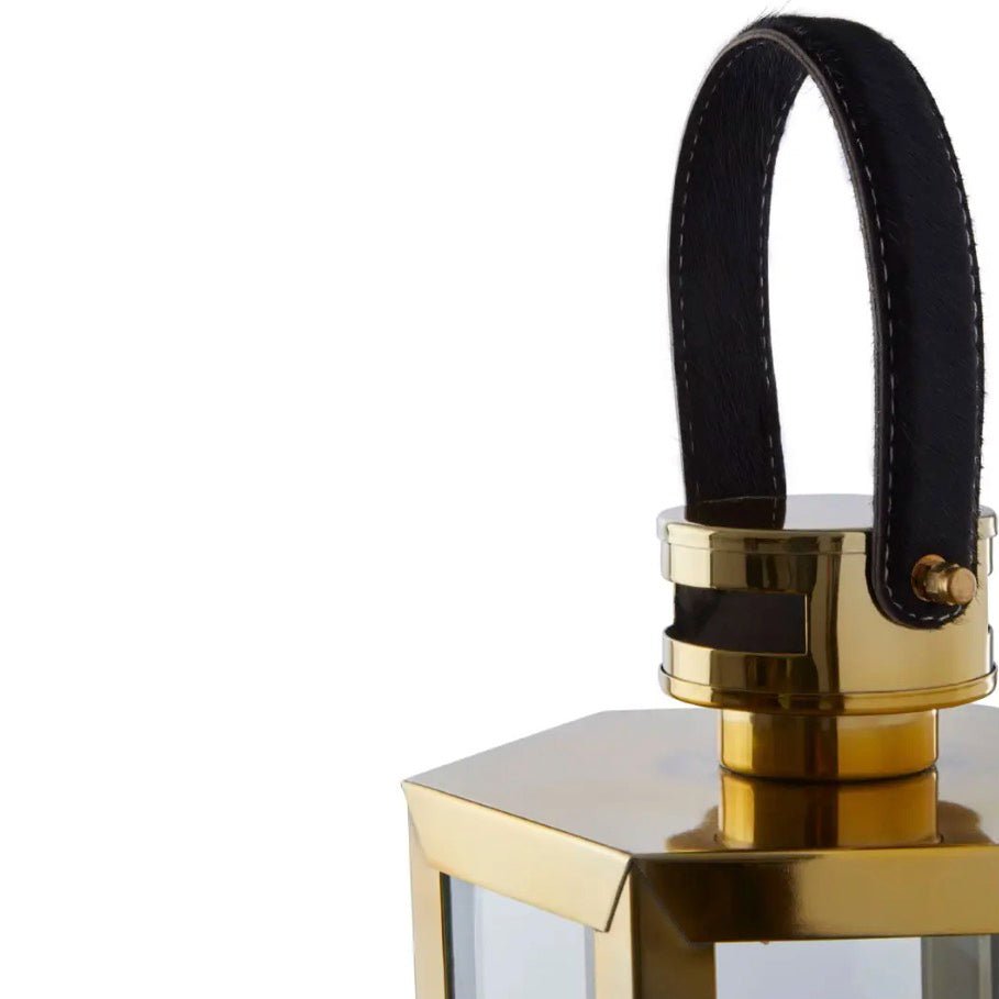 Herber Hexagonal Gold Finish Lantern - Small2 - Duck Barn Interiors