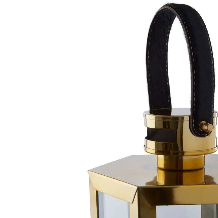 Herber Hexagonal Gold Finish Lantern - Small2 - Duck Barn Interiors