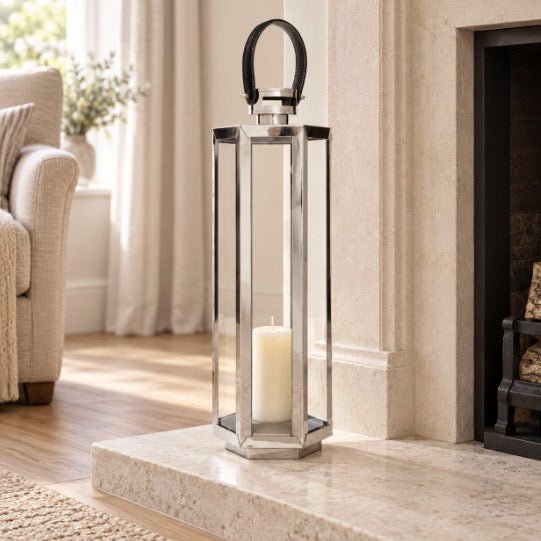 Herber Silver Hexagonal Lantern - Medium1 - Duck Barn Interiors