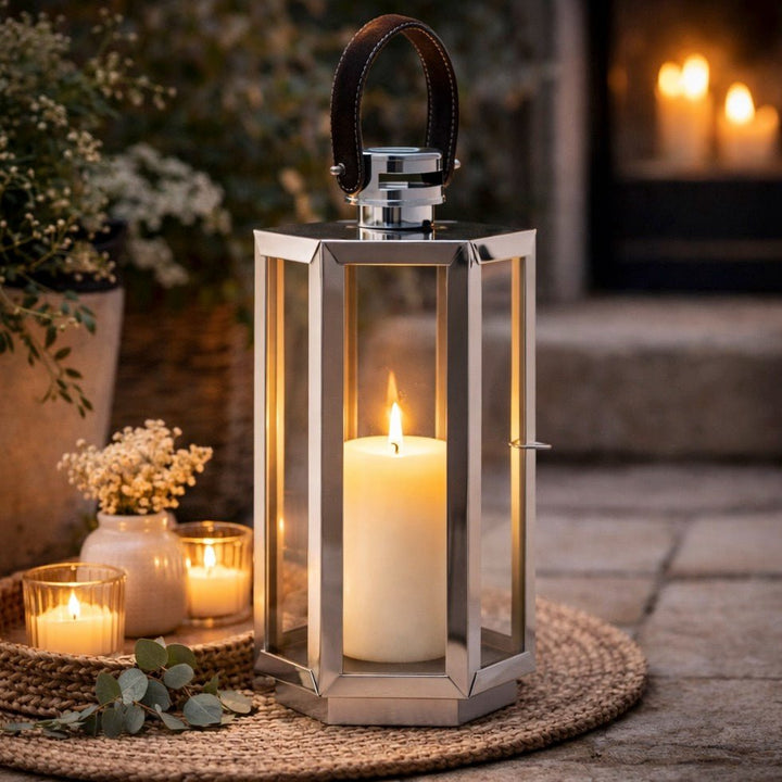 Herber Silver Hexagonal Lantern - Small1 - Duck Barn Interiors