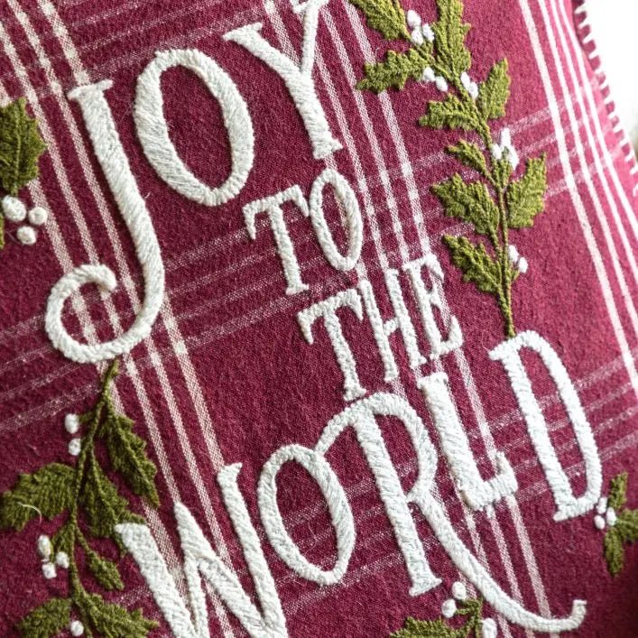 Heritage Joy To The World Cushion - Merlot3 - Duck Barn Interiors