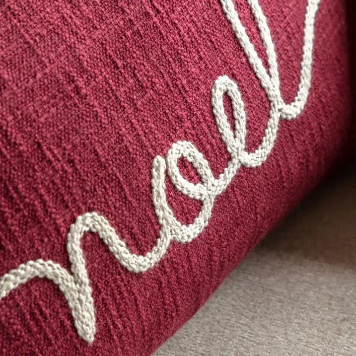 Heritage Noel Embroidered Cushion - Merlot4 - Duck Barn Interiors
