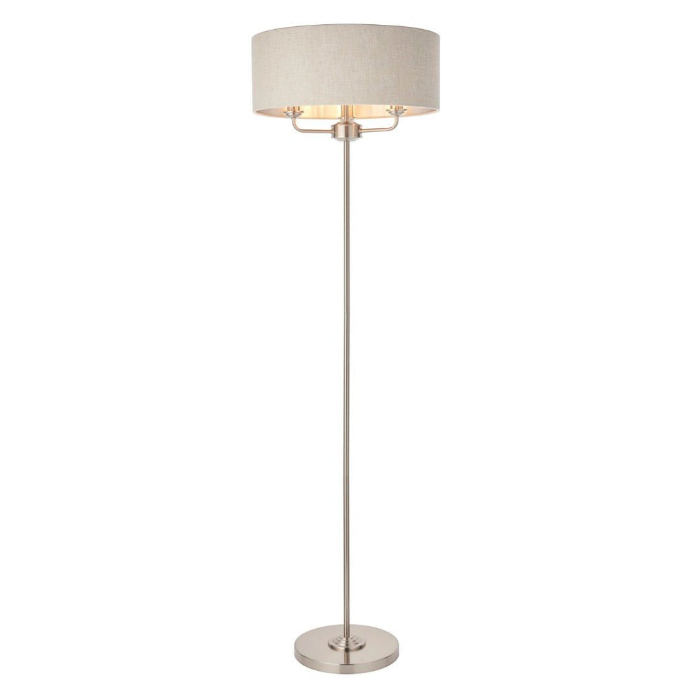 Highclere 3 Light Floor Lamp - Chrome/Natural7 - Duck Barn Interiors
