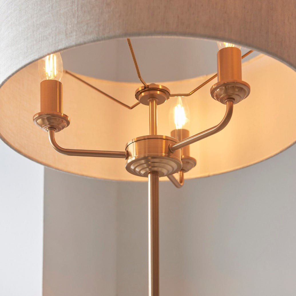 Highclere 3 Light Floor Lamp - Vintage Brass2 - Duck Barn Interiors