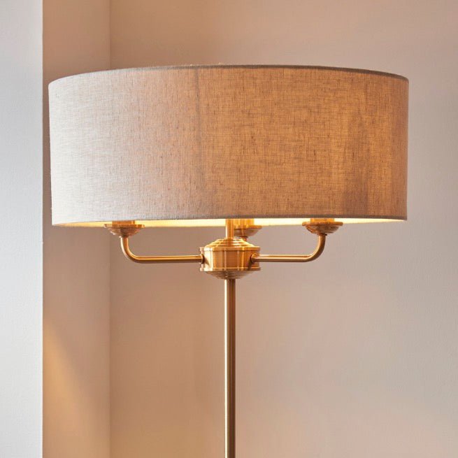 Highclere 3 Light Floor Lamp - Vintage Brass4 - Duck Barn Interiors