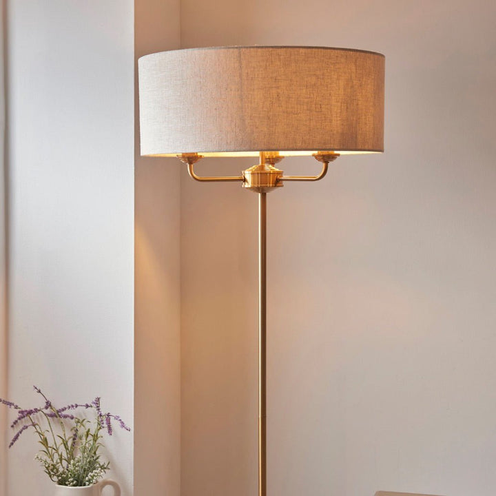 Highclere 3 Light Floor Lamp - Vintage Brass3 - Duck Barn Interiors