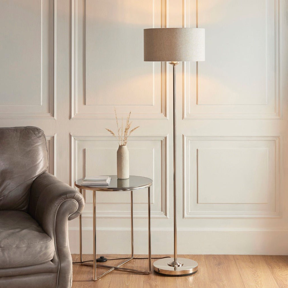 Highclere Floor Lamp - Brushed Chrome1 - Duck Barn Interiors