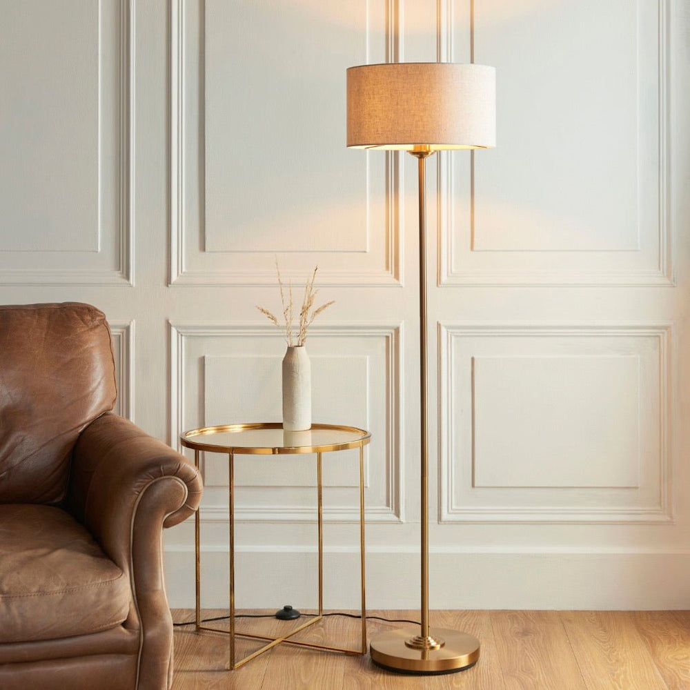Highclere Floor Lamp - Vintage Brass1 - Duck Barn Interiors