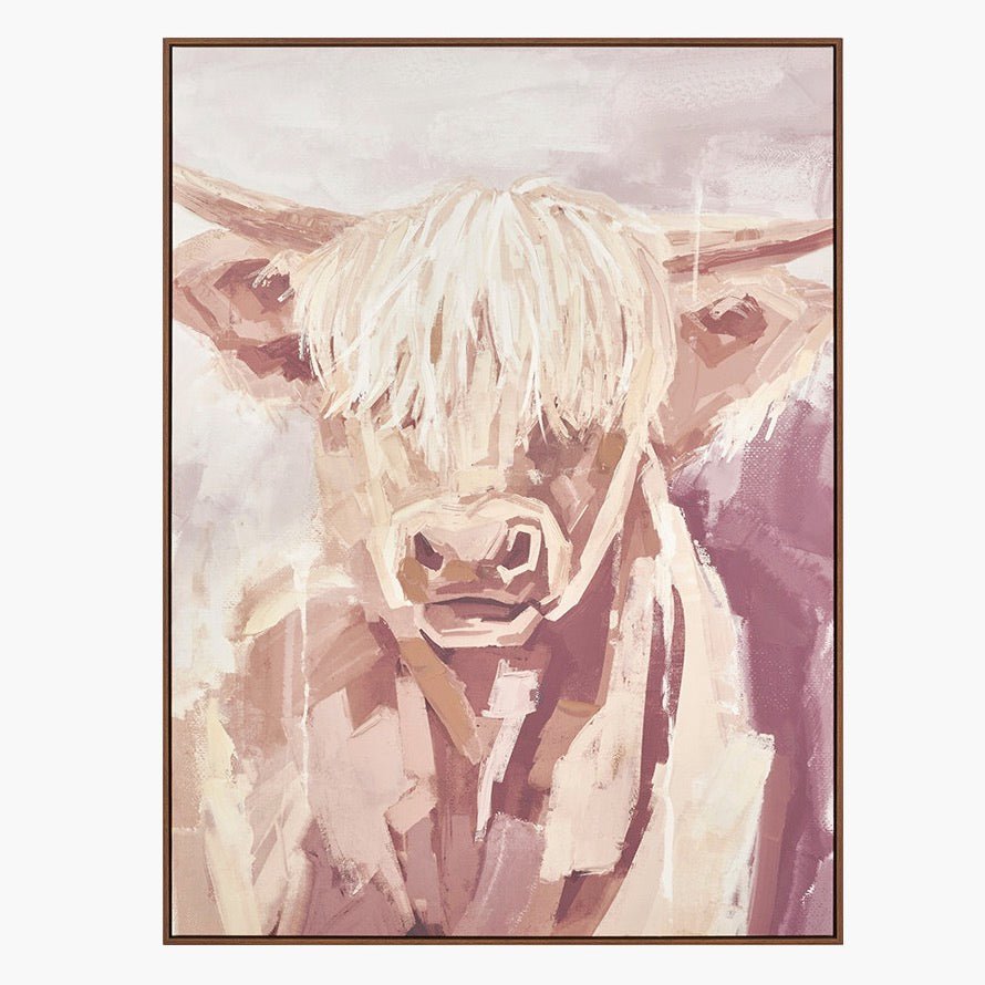 Highland Cow Framed Canvas - Mulberry2 - Duck Barn Interiors