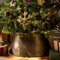 Hinksey Hammered Christmas Tree Skirt (Two Halves) - Antique Brass