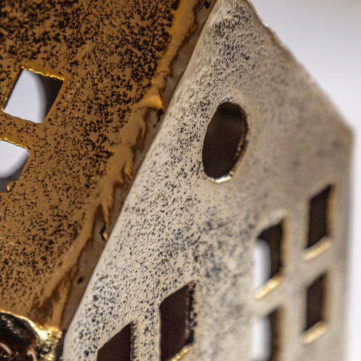 House Tealight Holder - Antique Gold6 - Duck Barn Interiors