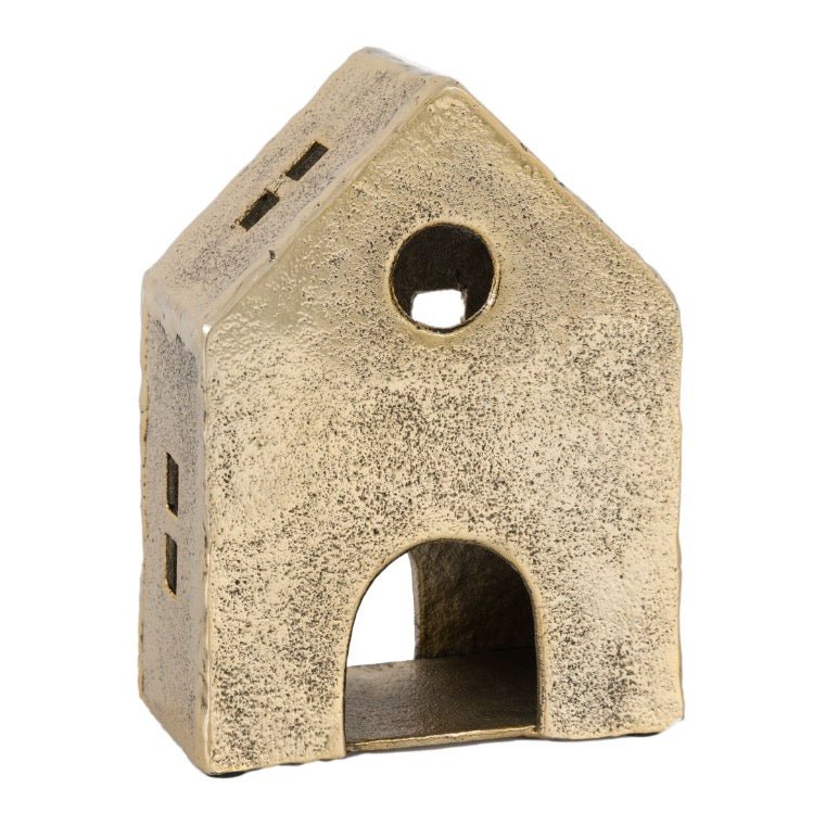 House Tealight Holder - Antique Gold8 - Duck Barn Interiors
