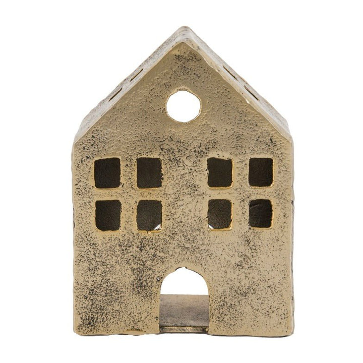 House Tealight Holder - Antique Gold4 - Duck Barn Interiors