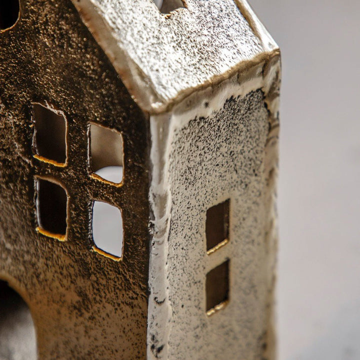 House Tealight Holder - Antique Gold7 - Duck Barn Interiors