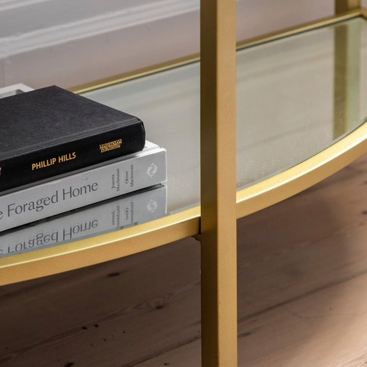 Hudson Glass Curved Console Table - Champagne3 - Duck Barn Interiors