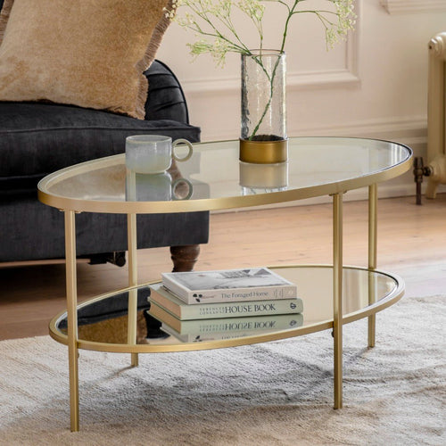Hudson Glass Oval Coffee Table - Champagne