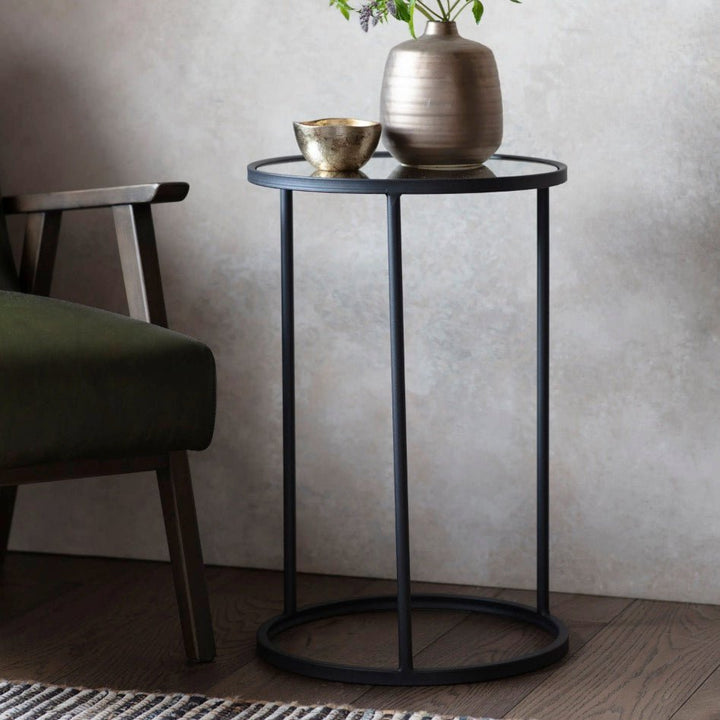 Hutton Mirror Side Table - Black1 - Duck Barn Interiors