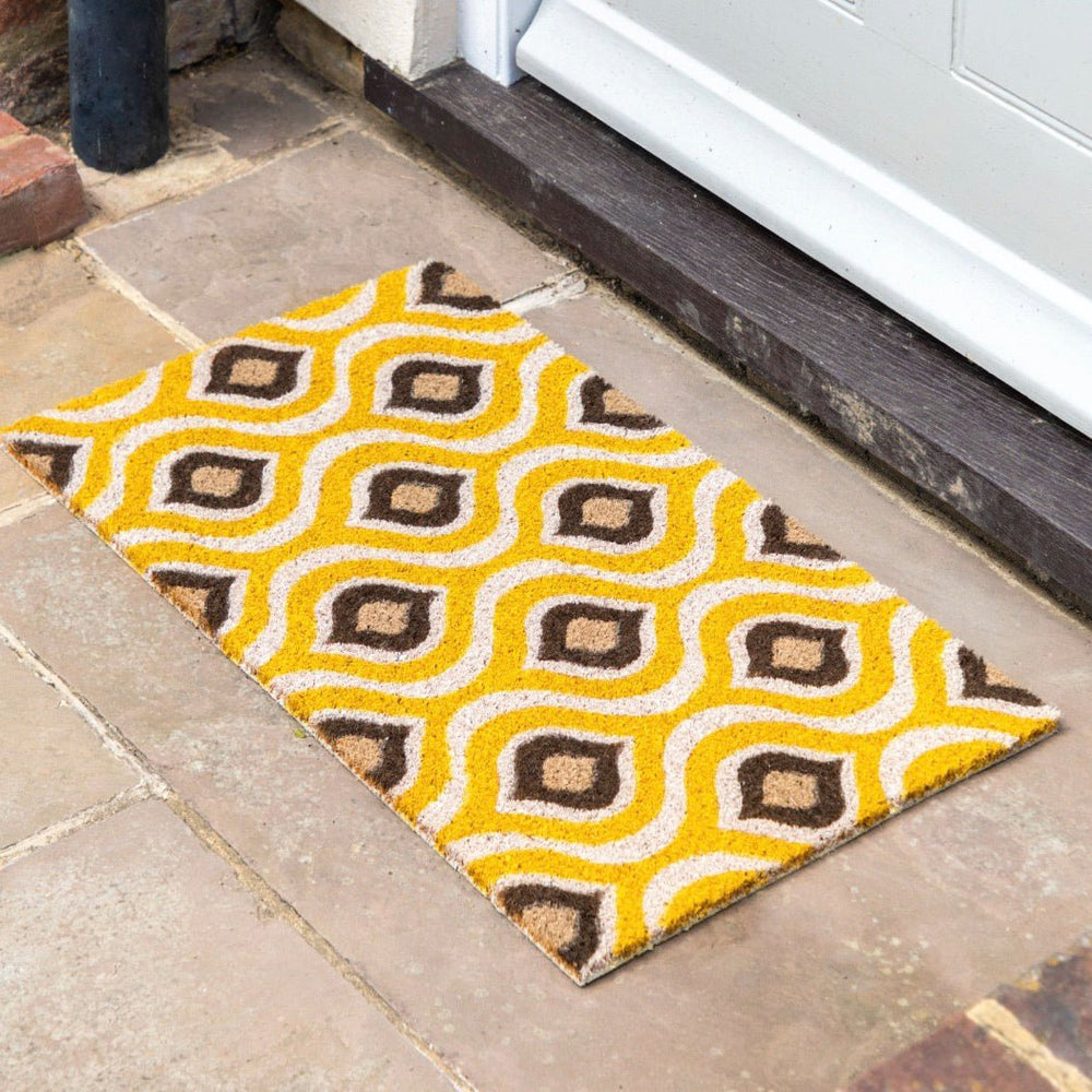 Ikat Coir Doormat - Natural/Ochre1 - Duck Barn Interiors