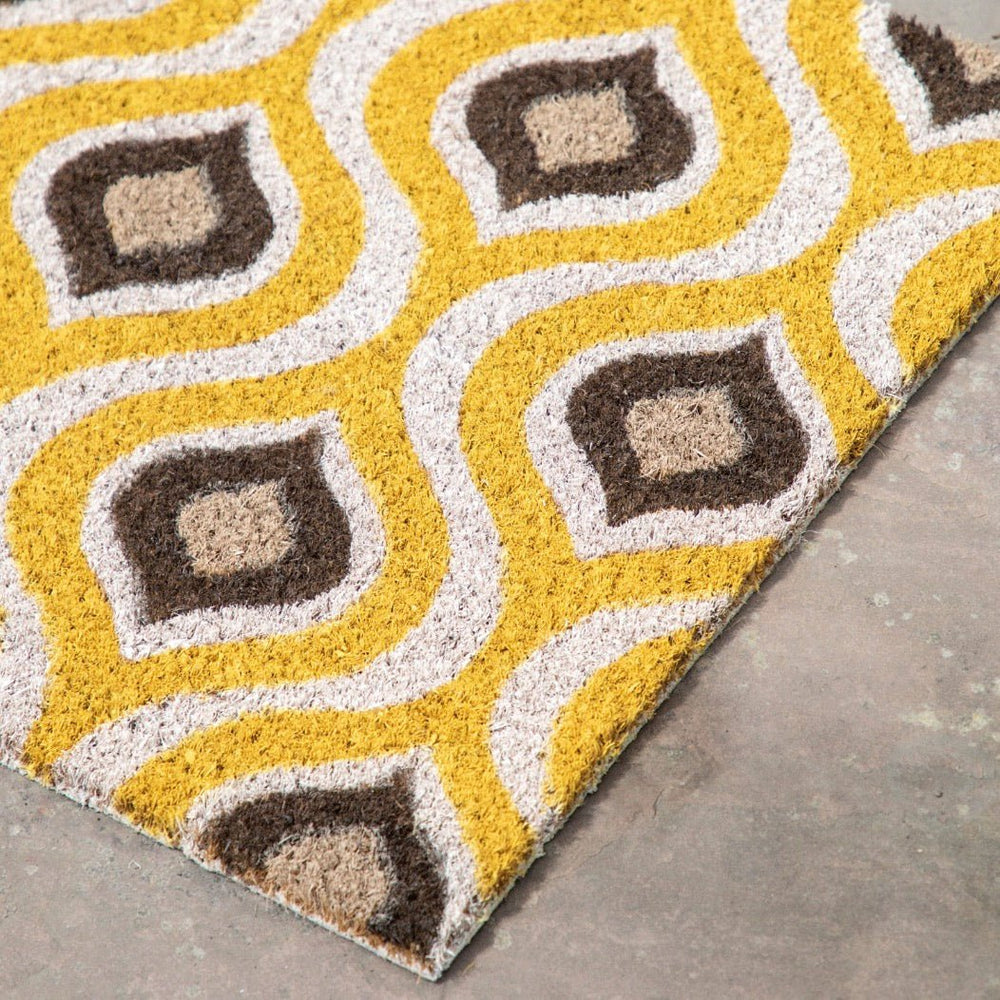 Ikat Coir Doormat - Natural/Ochre3 - Duck Barn Interiors