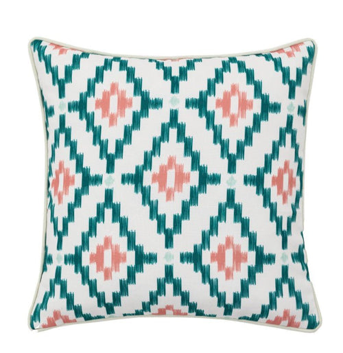 Indoor/Outdoor Aroha Geo Printed Cushion - Apricot