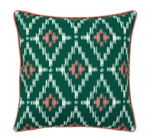 Indoor/Outdoor Aroha Geo Printed Cushion - Green