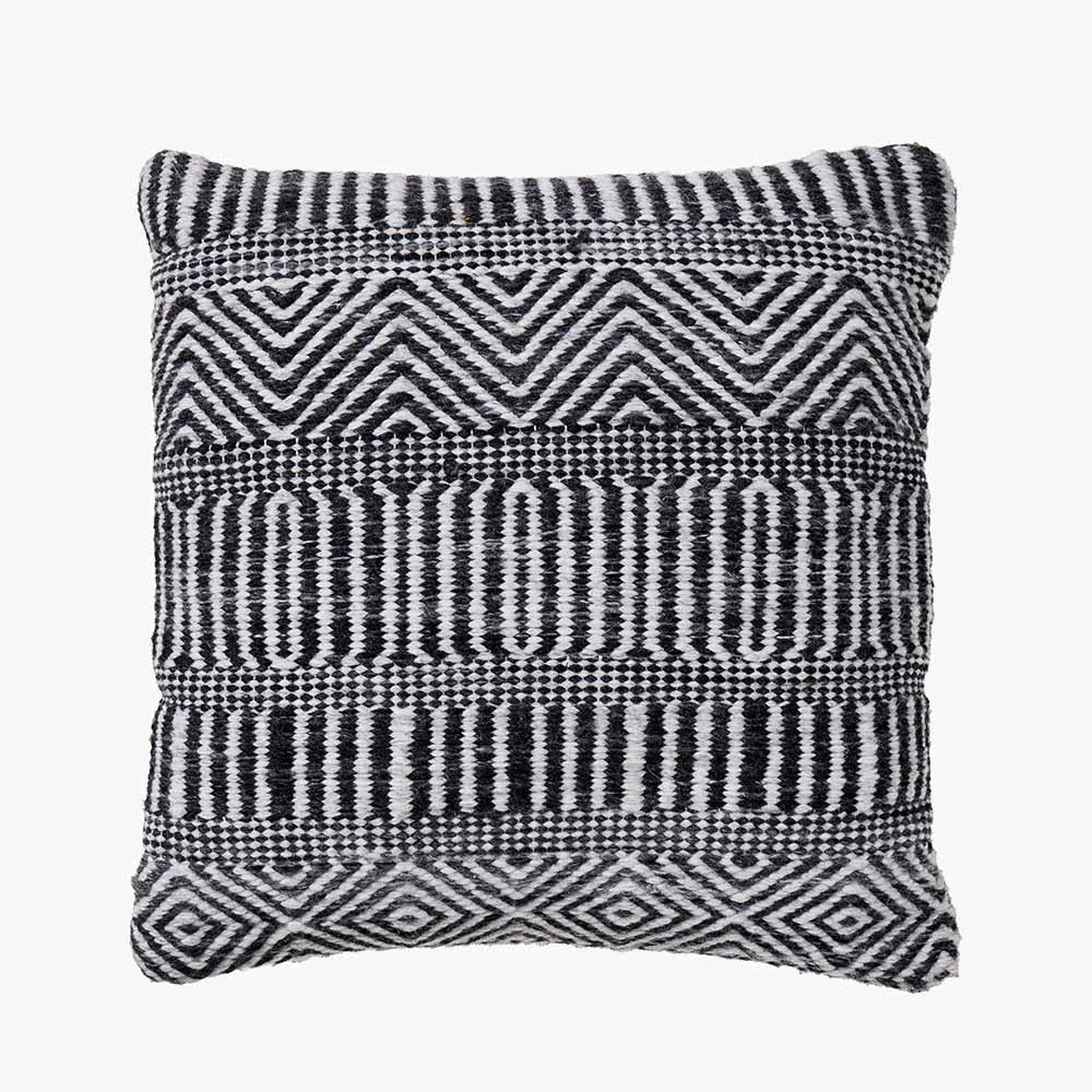 Indoor/Outdoor Black and White Inca Design Cushion - Duck Barn Interiors