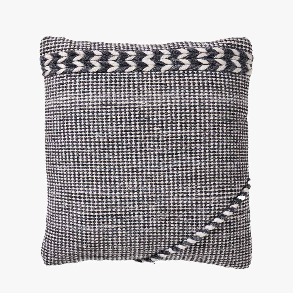 Indoor/Outdoor Grey and White Plaited Stripe Design Cushion - Duck Barn Interiors