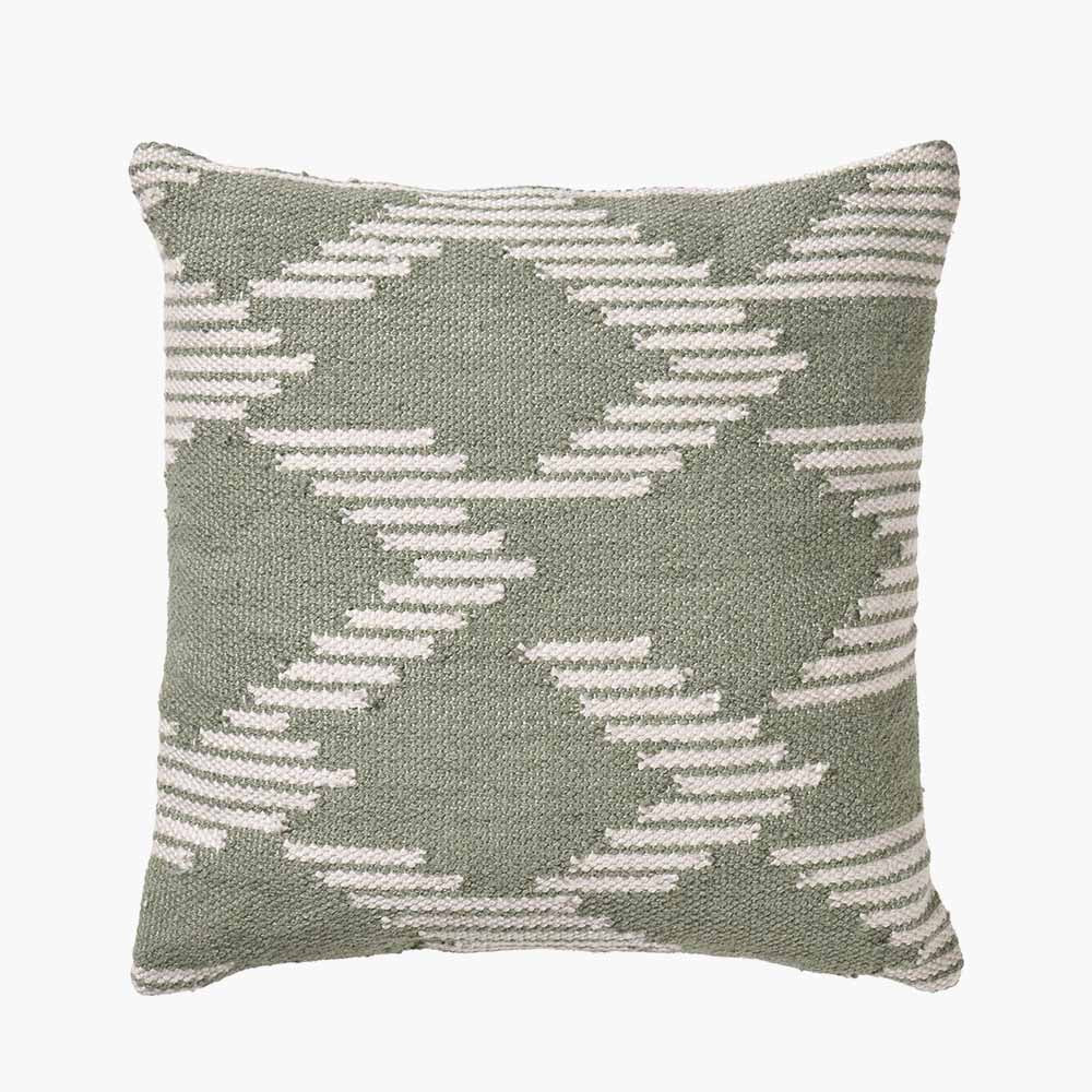 Indoor/Outdoor Sage and White Chevron Design Scatter Cushion - Duck Barn Interiors