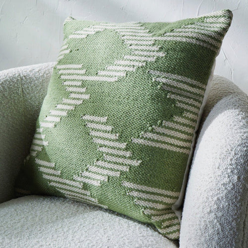 Indoor/Outdoor Sage and White Chevron Design Scatter Cushion