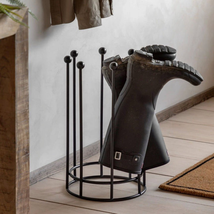 Jacob Round Metal Welly Boot Stand - Black1 - Duck Barn Interiors