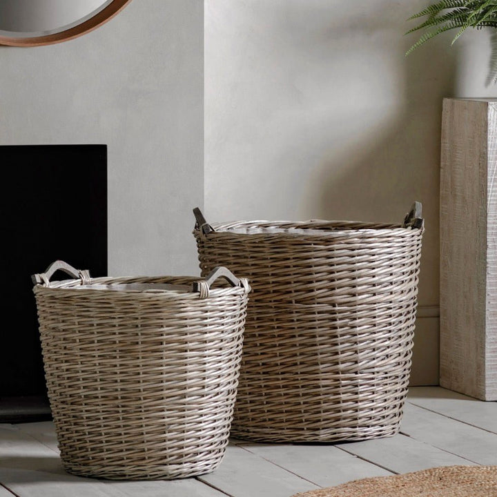 Jumbo Grey Wicker Baskets - Set of 22 - Duck Barn Interiors