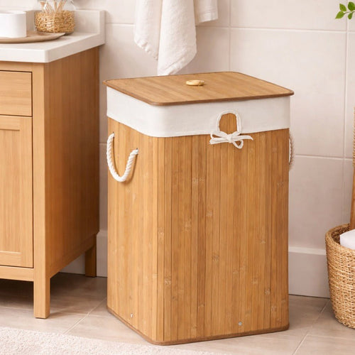 Kankyo Natural Bamboo Square Laundry Hamper