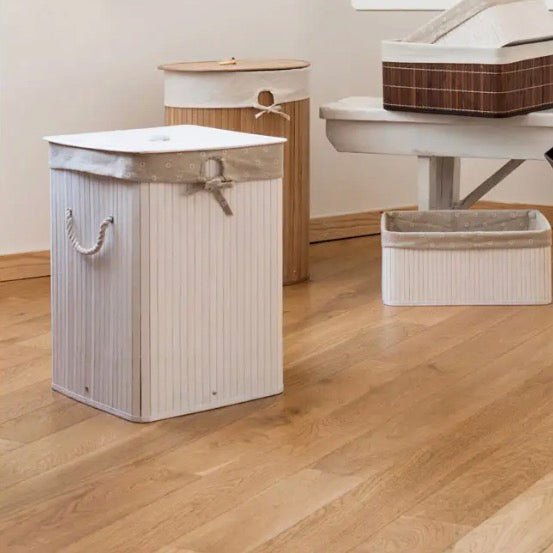 Kankyo White Square Laundry Hamper2 - Duck Barn Interiors