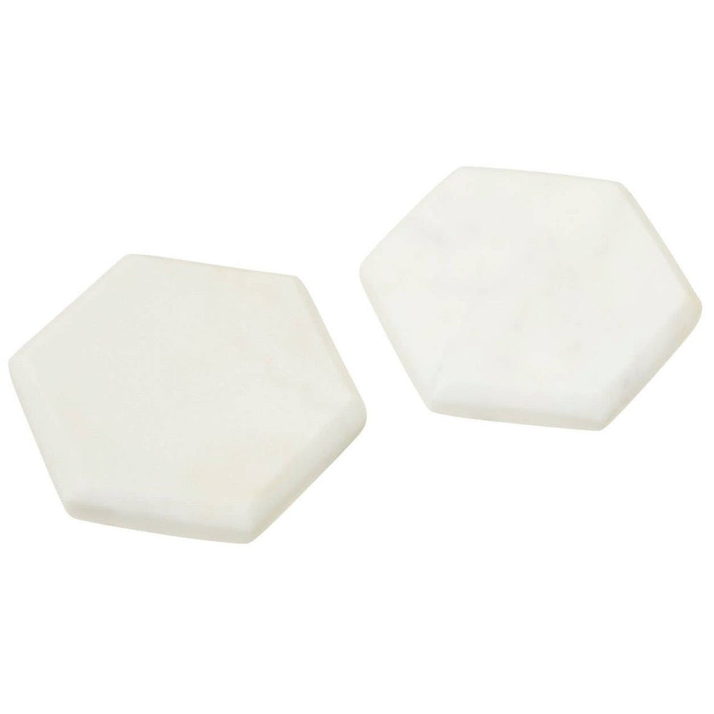 Kindia Set of 4 White Marble Hexagonal Coasters2 - Duck Barn Interiors