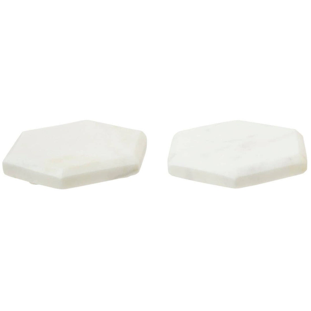 Kindia Set of 4 White Marble Hexagonal Coasters3 - Duck Barn Interiors