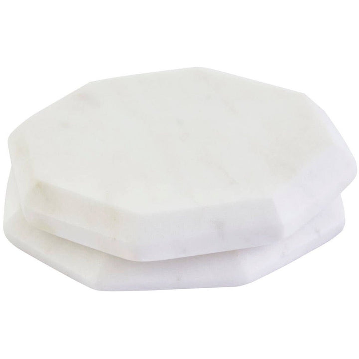 Kindia Set of 4 White Marble Octagonal Coasters3 - Duck Barn Interiors