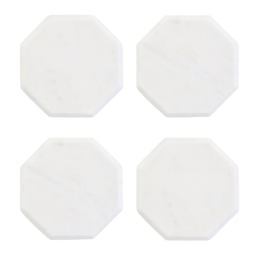 Kindia Set of 4 White Marble Octagonal Coasters1 - Duck Barn Interiors