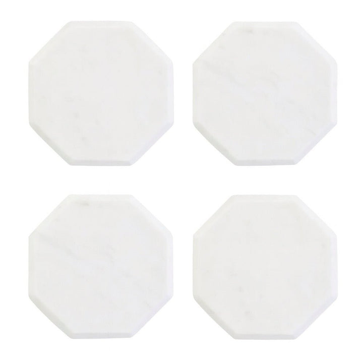 Kindia Set of 4 White Marble Octagonal Coasters1 - Duck Barn Interiors