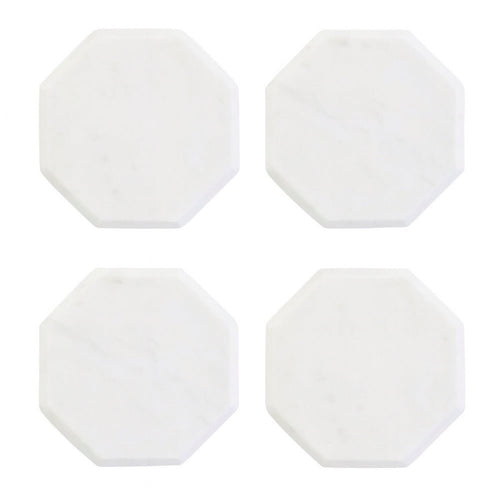 Kindia Set of 4 White Marble Octagonal Coasters