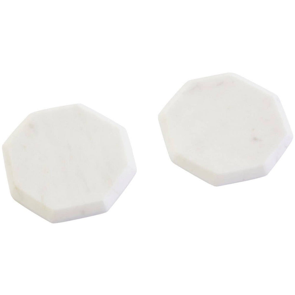 Kindia Set of 4 White Marble Octagonal Coasters2 - Duck Barn Interiors