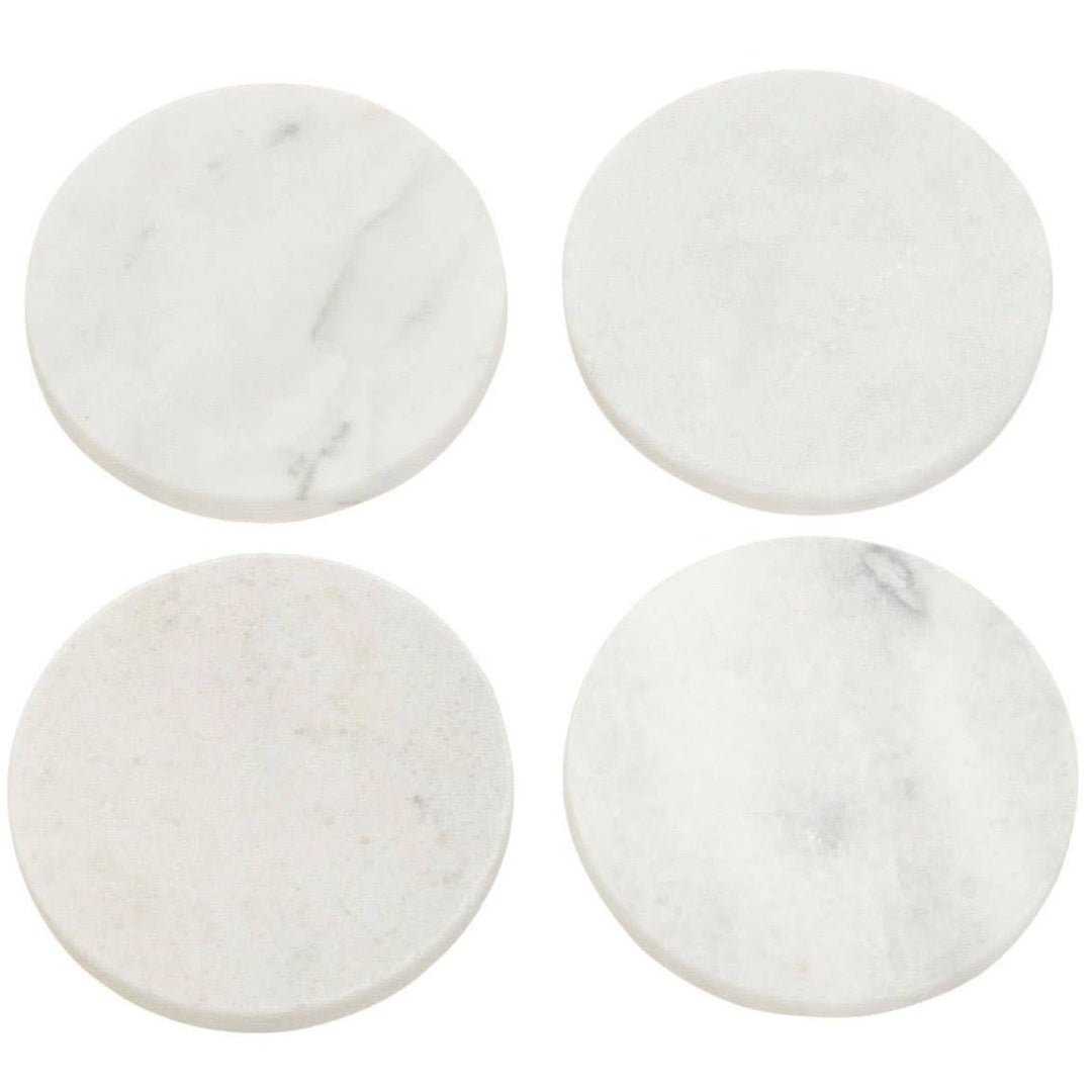 Kindia Set of 4 White Marble Round Coasters1 - Duck Barn Interiors