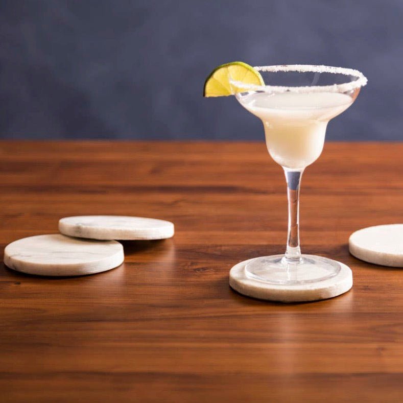 Kindia Set of 4 White Marble Round Coasters3 - Duck Barn Interiors