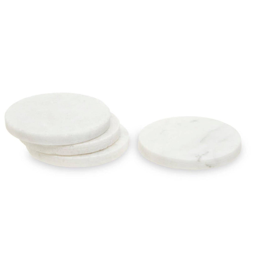 Kindia Set of 4 White Marble Round Coasters2 - Duck Barn Interiors