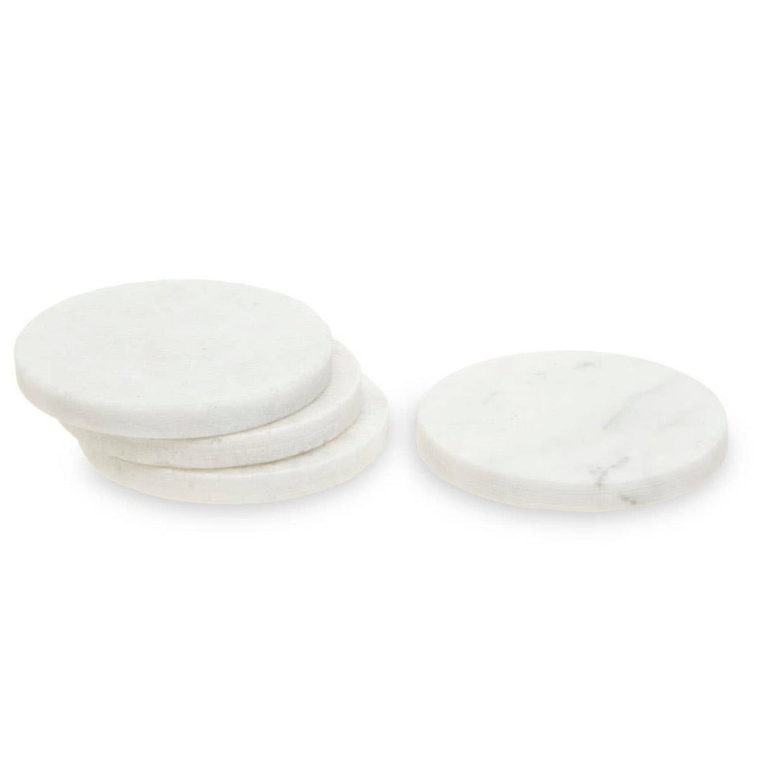 Kindia Set of 4 White Marble Round Coasters2 - Duck Barn Interiors