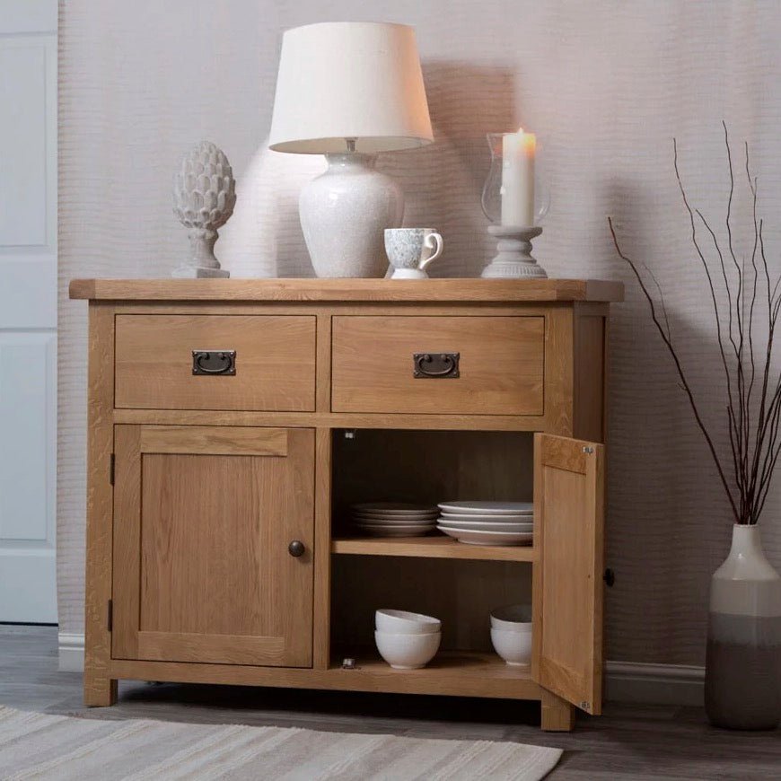 Kirdford Oak 2 Door 2 Drawer Sideboard1 - Duck Barn Interiors