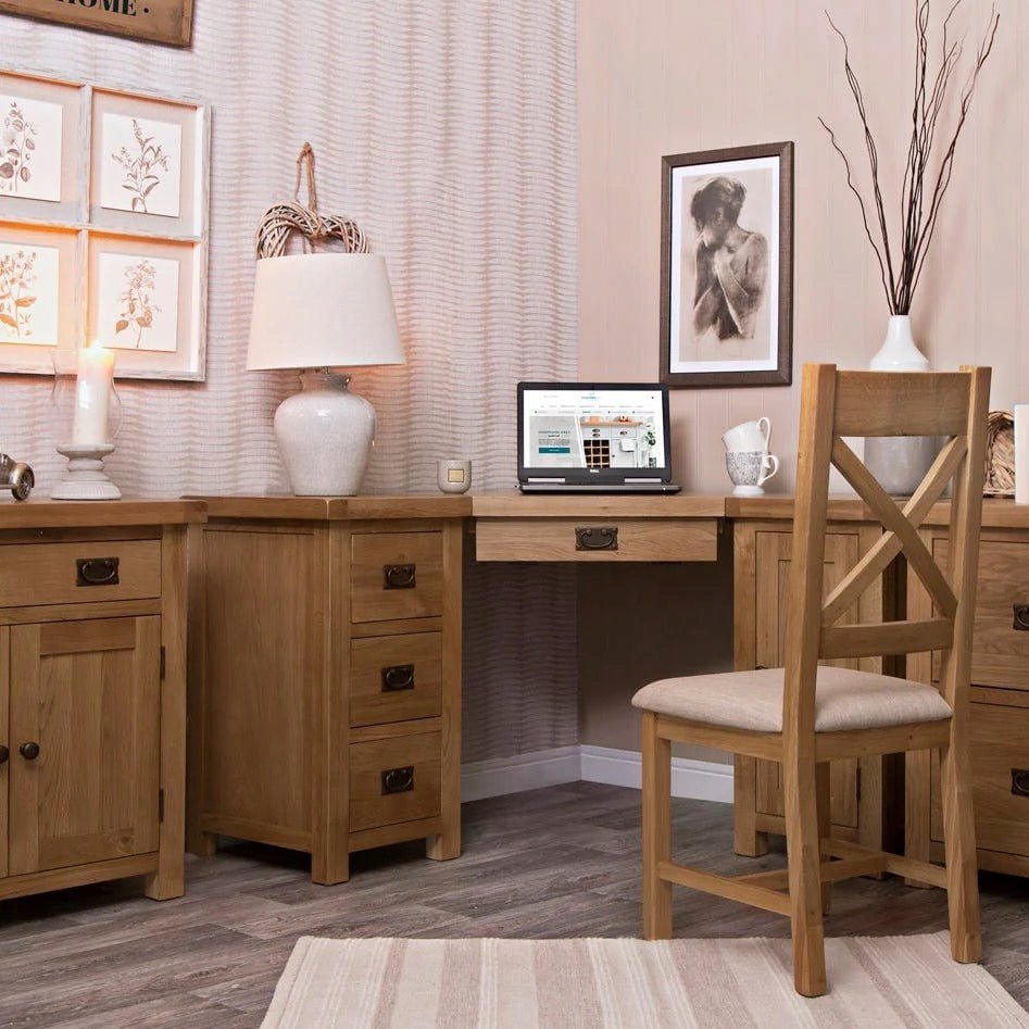 Kirdford Oak Corner Computer Desk2 - Duck Barn Interiors